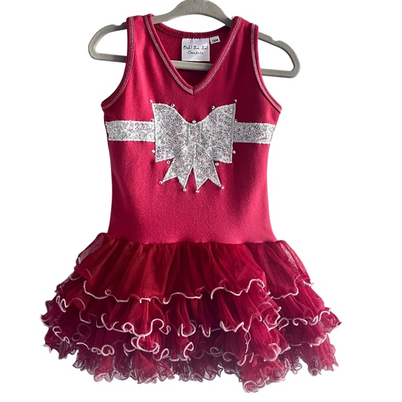 Ooh! La, La! Couture Red & Silver Sequin Bow Dress 2T